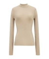 Saint Laurent Ribbed Silk High-necked Fitted Top In Nude