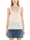 Saint Laurent Ribbed Modal And Cotton-blend Jersey Tank In White