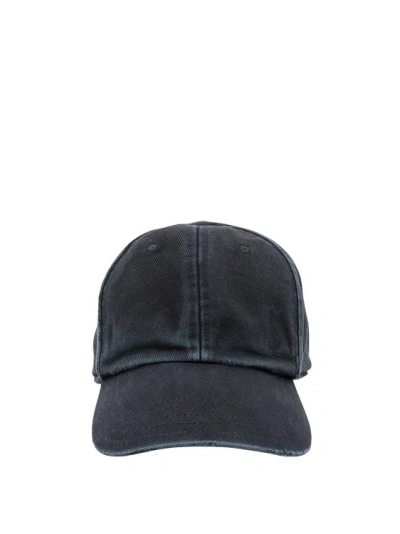 Saint Laurent Ribbed Cotton Hat In Blue