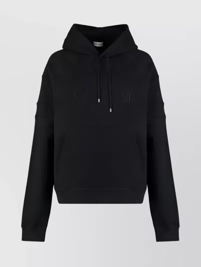 Saint Laurent Ribbed Cotton Hoodie With Hood And Pocket