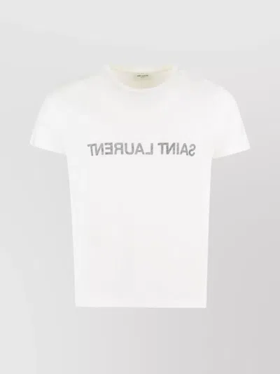 SAINT LAURENT RIBBED CREW-NECK COTTON T-SHIRT