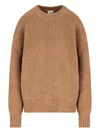 Saint Laurent Ribbed Crew-neck Sweater In Brown