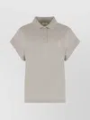 Saint Laurent Cassandra Cap Sleeve Polo Top In Neutral