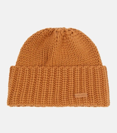 Saint Laurent Ribbed-knit Cashmere Beanie In Light Brown
