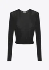 Saint Laurent Strickoberteil Mit Rundhalsausschnitt In Black