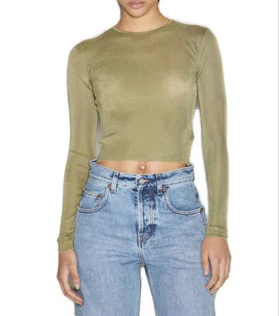 Saint Laurent Cropped Ribbed-knit Top In Green