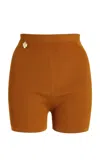 Saint Laurent Ribbed Knit Cycling Shorts In Orange