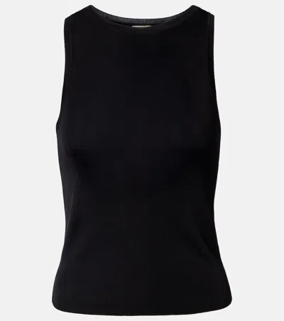Saint Laurent Ribbed-knit Jersey Tank Top In Black