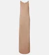 Saint Laurent Ribbed-knit Maxi Dress In Brown
