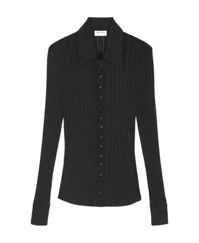 SAINT LAURENT SAINT LAURENT BUTTONED LONG-SLEEVED KNITTED SHIRT