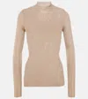 Saint Laurent Ribbed-knit Silk Sweater In Sable