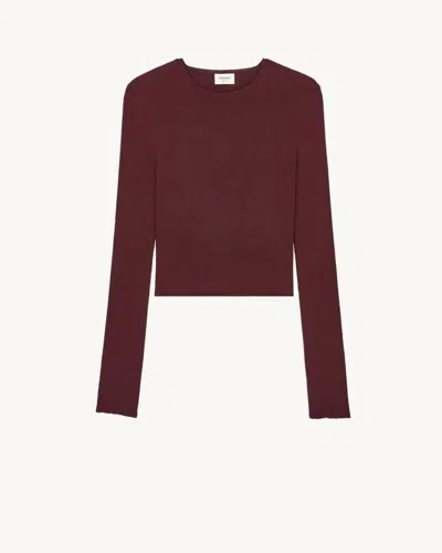 Saint Laurent Ribbed Knit Sweater In Brown