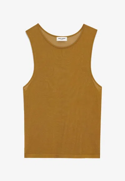 Saint Laurent Ribbed Knit Tank Top