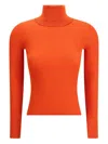 Saint Laurent Ribbed-knit Turtleneck Sweater In Orange