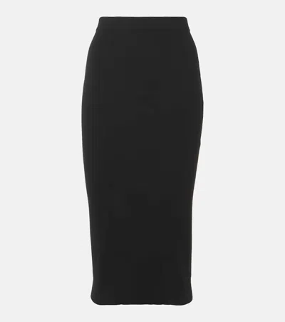 Saint Laurent Ribbed-knit Wool Pencil Skirt In Black