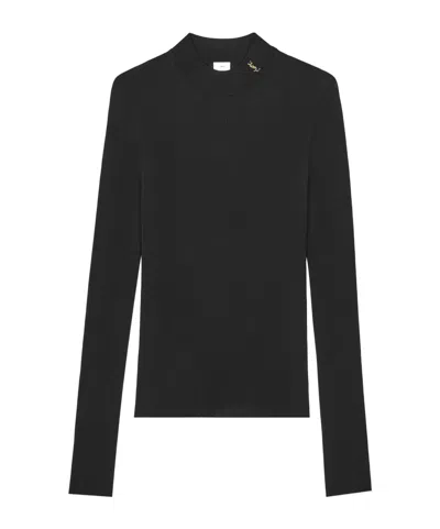 Saint Laurent Ribbed Logo Knitted Sweater In Black
