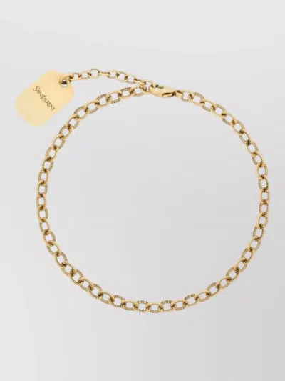 Saint Laurent Ribbed Metal Bracelet Chain Link Design In Gold