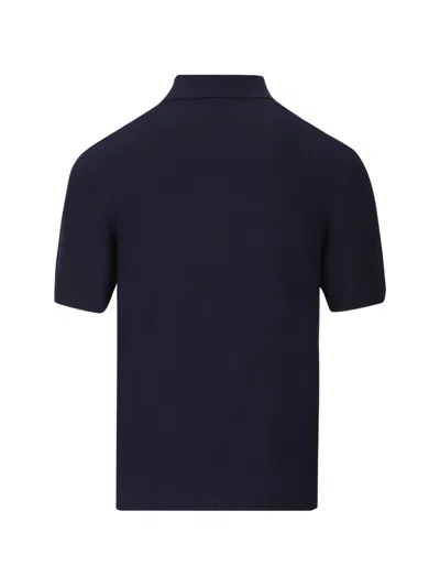Saint Laurent Ribbed Polo T-shirt In Blue