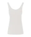 Saint Laurent Ribbed Scoop Neck Top In White