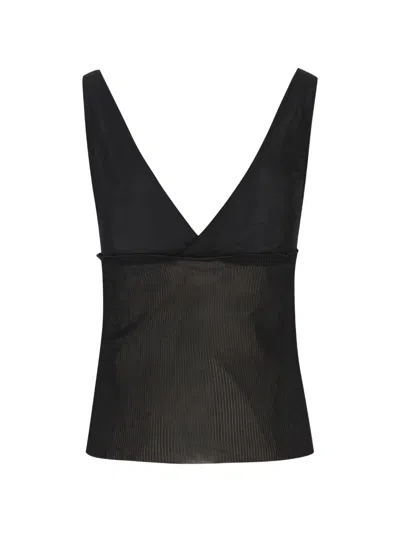 Saint Laurent Scalloped Silk Satin Top In Black