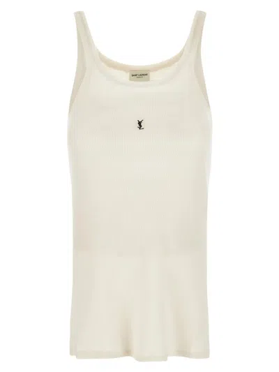 Saint Laurent Ribbed Tank Top In White