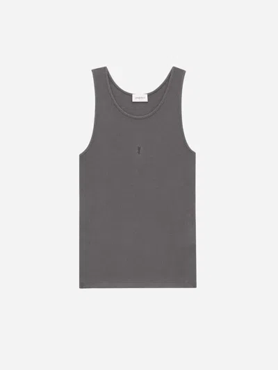 Saint Laurent Ribbed Tank Top In Grey