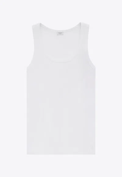 Saint Laurent Ribbed Tank Top With Embroidered-monogram