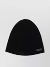 Saint Laurent Black Beanie With Logo Patch In Cashmere Man