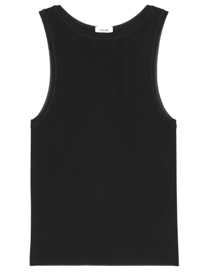 Saint Laurent Ribbed-knit Tank Top In Black