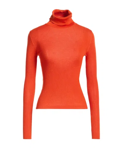 Saint Laurent Ribbed Turtleneck Knit Top In Multi