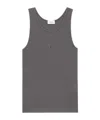 Saint Laurent Cassandre Fine-ribbed Tank Top In Gray