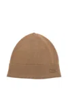 Saint Laurent Ribbed Wool Beanie In Brown