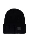 RIBBED-KNIT LOGO-PATCH BEANIE HAT