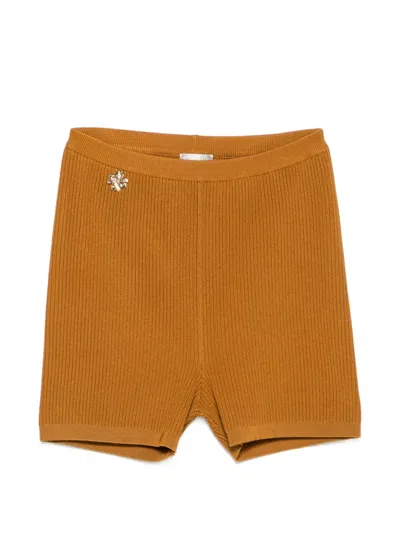 Saint Laurent Rib-knit Cycling Shorts In Brown