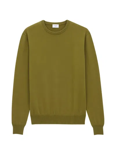 Saint Laurent Ribbed-trim Sweater In Green