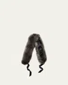 Saint Laurent Ribbon Faux Fur Scarf In Graphite