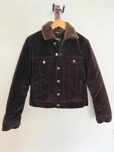 Pre-owned Saint Laurent Rich Chocolate Corduroy Shearling Jacket In Brown