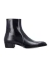 Saint Laurent Black Roman Boots In Smooth Leather In Black