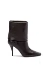 Saint Laurent Harris Eagle Brown Leather Boots In Black