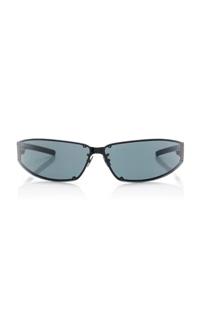Saint Laurent Rimless Racer-frame Metal Sunglasses In Black