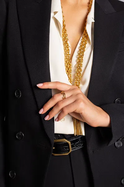 Saint Laurent Ring With Logo In Gold