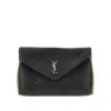 Saint Laurent Rinkled Leather Pouch With Chain In Black