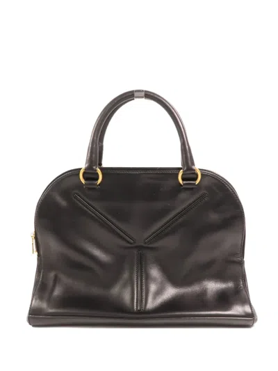 Pre-owned Saint Laurent Rive Gauche 32 Leather Tote Bag In Black