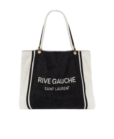 Saint Laurent Rive Gauche Beach Bag In Black