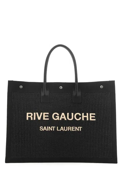 SAINT LAURENT SAINT LAURENT  RIVE GAUCHE BLACK CANVAS TOTE BAG