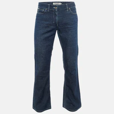 Pre-owned Saint Laurent Rive Gauche Blue Denim Boot Cut Jeans M/waist 35"