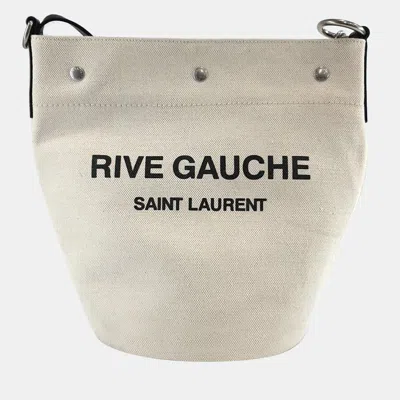 Pre-owned Saint Laurent Rive Gauche Bucket Bag In Beige