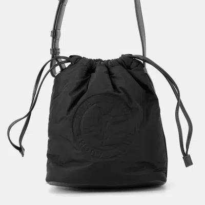 Pre-owned Saint Laurent Rive Gauche Bucket Bag Black Nylon Leather