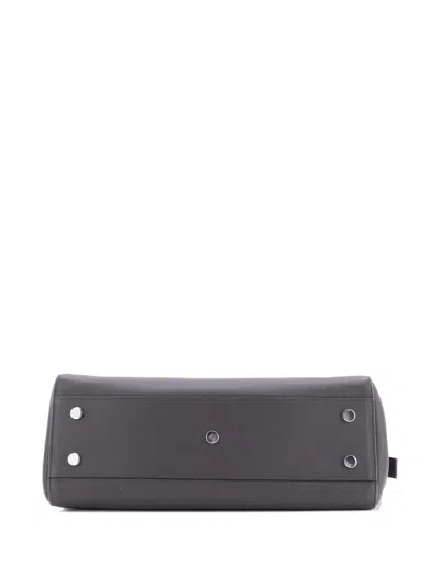 Pre-owned Saint Laurent Rive Gauche Cabas Leather Medium Tote Bag In Gray