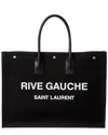 Saint Laurent Rive Gauche Tote Bag In Canvas In Black